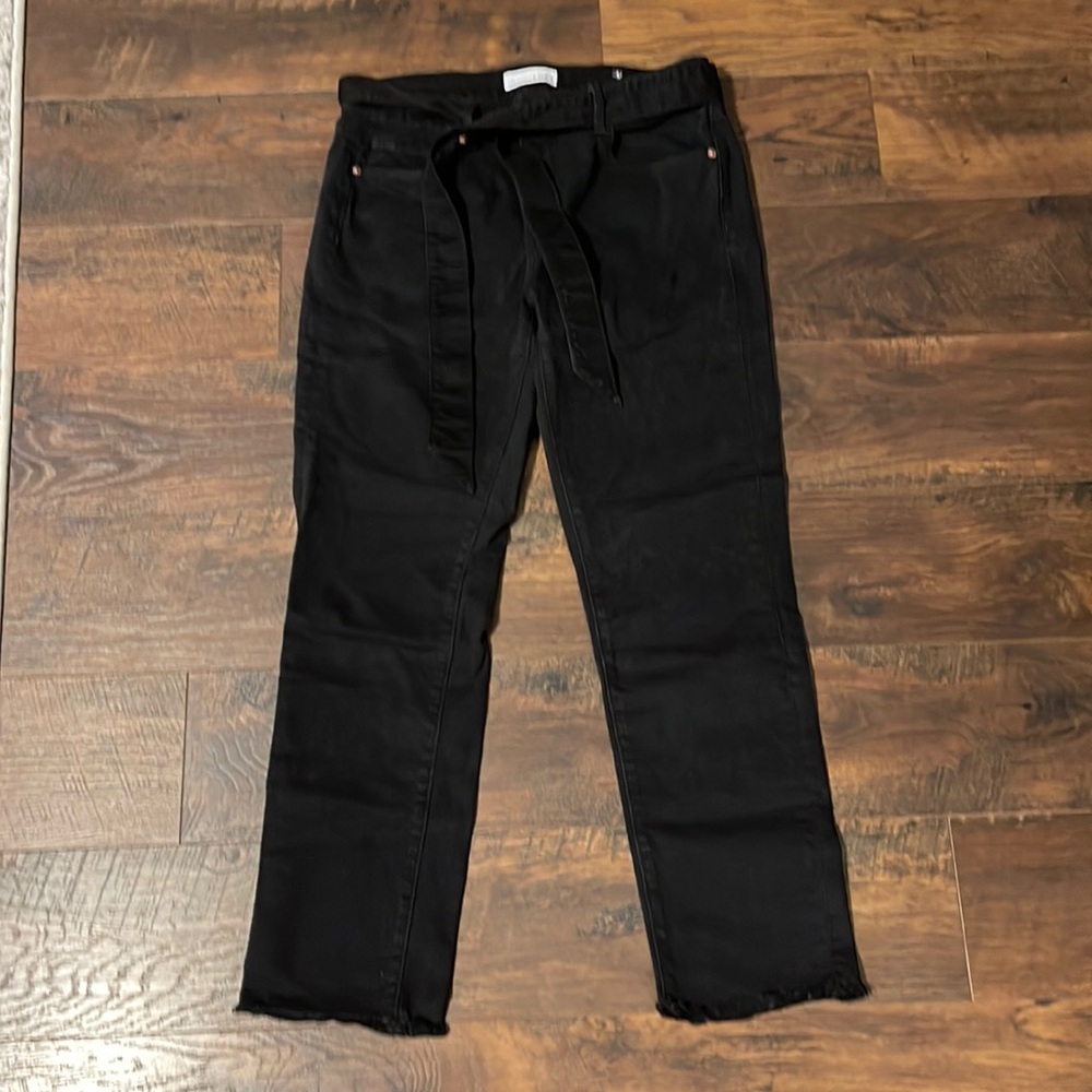 Loft Modern Straight Black Jeans with Tie